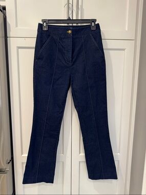 Veronica Beard Navy Bootcut Trousers with Center Seams